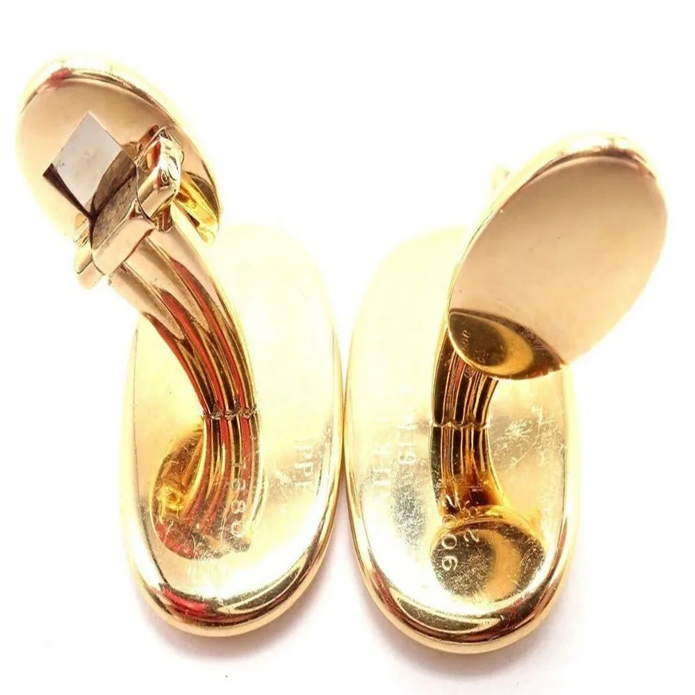Rare! Patek Philippe 18k Yellow Gold Italian Flag Colors Enamel Large Cufflinks